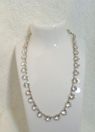 16 inch Sterling Silver & Very Large Crystals (30) Vintage Necklace 2