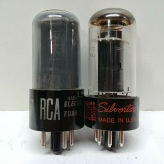 Matched Pair Vintage Black Plate 6v6 Tubes Test Nos Rca Sylvania Smoked Glass