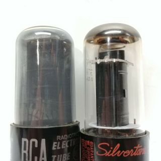 Matched Pair Vintage Black Plate 6V6 Tubes TEST NOS RCA Sylvania Smoked Glass 2