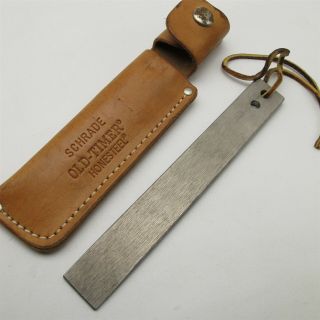 Vtg Schrade Hunting Knife Sharpening Steel Knife Sharpener Usa Made W/ Sheath