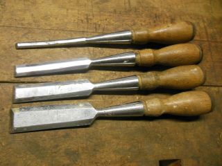 Vintage Craftsman Socket Butt Chisel Set 1 " 3/4 " 1/2 " 1/4 " Old Wood Carving Tool