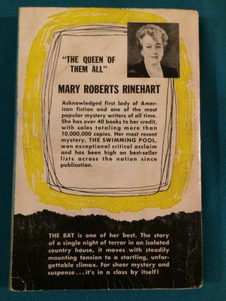 THE BAT by Mary Roberts Rinehart Vintage Dell 652 Pulp Paperback 2