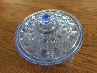 Vintage Indiana Glass 10 " Windsor Covered Candy Dish Blue