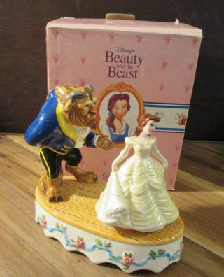 Disney Beauty And The Beast Porcelain Dancing Music Box (vintage Schmid)