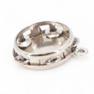 VTG Sterling Silver - P & B Tambourine Music Instrument Bracelet Charm - 1.  5g 2