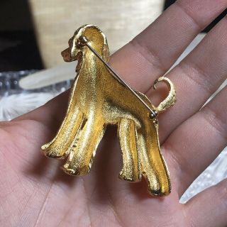 VTG Retro Crystal Rhinestone Pin Brooch Signed Jomaz Mazer Dog Figural Gold Old 5