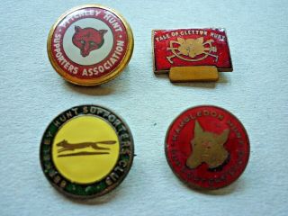 Five (5) Vintage Hunt Hunting Enamel Badges Berkshire Hambledon Pytchley Etc
