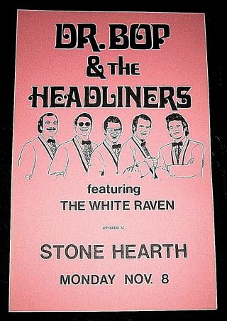 Vintage 1976 Dr.  Bop & The Headiners Band Poster - Stone Hearth,  Madison,  Wi