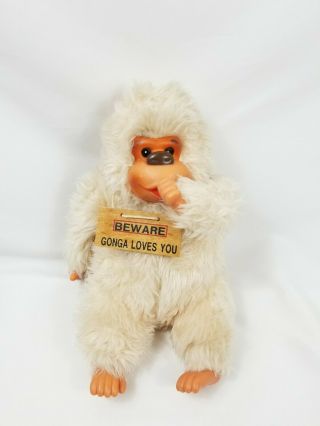 Vintage 1979 Russ Gorilla Monkey Beware Gonga Loves You Thumb Sucking Plush 12 "