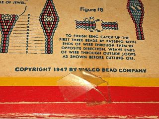 Vintage 1947 WALCO Indian Bead Craft Kit NATIVE AMERICAN Makes Rings Bracelets 3