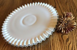 Vintage Fenton Milk Glass Silvercrest Sandwich/ Torte 15” Serving Platter Euc