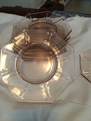 Vintage Pink Depression Glass 8” Set 8 Dishes,  Plates