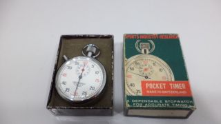 Vintage Chesterfield Dolmy 7 Jewels 1/5 Mechanical Swiss Stop Watch Pocket Timer