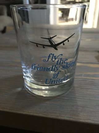 Vintage United Airlines Cocktail Glass Glassware Fly The Friendly Skies