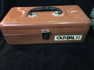 VINTAGE OLD PAL 5111 METAL TACKLE BOX WITH FOLD OUT TRAY 2