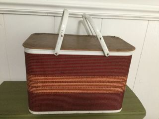 Vintage Striped Large Picnic Basket
