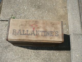 Vintage Ballantines Beer Wooden Crate Box Newark Nj