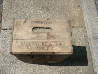 Vintage Ballantines Beer Wooden Crate Box Newark NJ 2