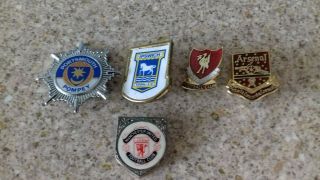 3 Vintage Coffer Football Badges,  Plus 2 Others All 1970 