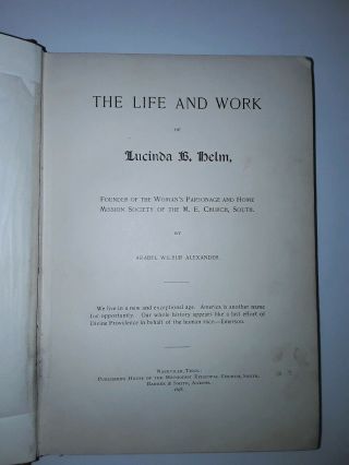 Arabel W ALEXANDER / Life and Work of Lucinda B Helm Founder of the Women ' s 1898 2