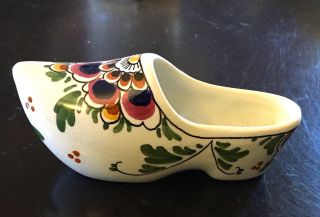Vintage Gouda Dutch Shoe Delft Floral Pattern - White,  Red,  Black,  Green,  Yellow