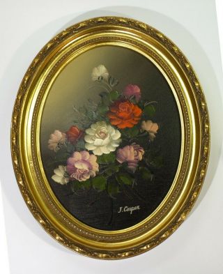 Vintage Framed & Signed Oil Painting - Floral Still Life.