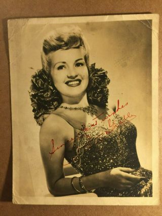Betty Grable Early Vintage Autographed Photo 40s How To Marry