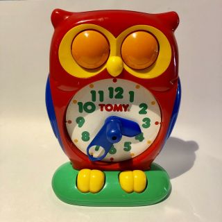 Vintage Tomy Owl Clock Educational Learning Time Homeschool Toy 1990