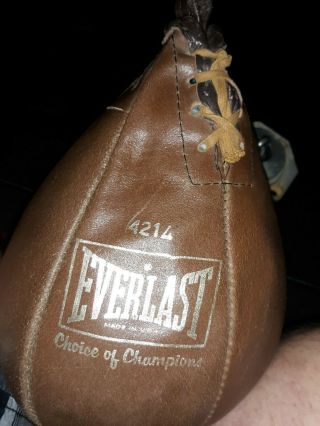 Vintage Leather Boxing Speed Bag - Everlast 4214 With Vintage Everlast Bracket