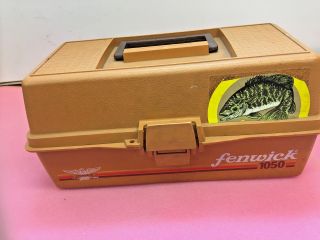 Bs9 Vintage Fenwick 1050 Woodstream Fishing Tackle Box Orange Color