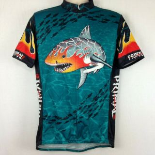 Vintage Primal Wear Cycling Jersey Shark 1997 Ride For The Halibut Size Large