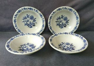 Vintage Shenango China By Interpace Blue Onion Design Soup/cereal Bowls Set Of 4