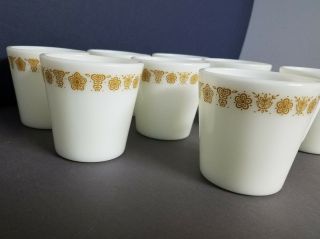 VINTAGE PYREX BUTTERFLY GOLD COFFEE MUGS / CUPS D HANDLE CORNING CORELLE SET OF 6