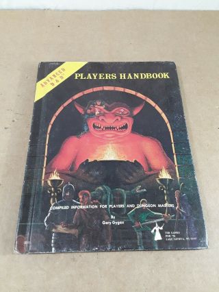 1978 Vintage Dungeons And Dragons Players Handbook Advanced D&d Gary Gygax