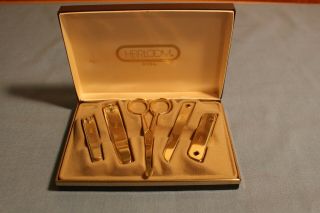 Heirloom Vintage Trim Manicure Travel Nail Care Gold Tone Set Clippers File