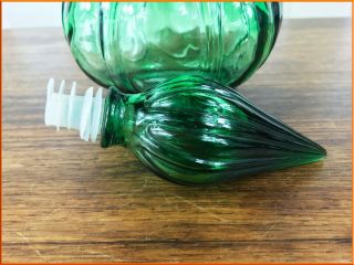 VINTAGE LARGE GREEN GLASS GENIE DECANTER EMPOLI ITALIAN SPIRAL RETRO DIMPLE ART 4