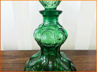 VINTAGE LARGE GREEN GLASS GENIE DECANTER EMPOLI ITALIAN SPIRAL RETRO DIMPLE ART 5