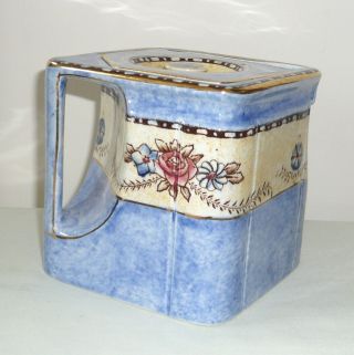 Vintage Grimwades Chelsea The Cube Blue Teapot with Hand Painted Floral Pattern 3