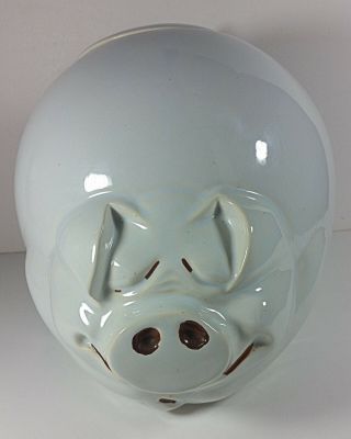 Mccoy Pottery Pig Cookie Jar 9in Vintage White Quigley Smiling Hog Canister Usa