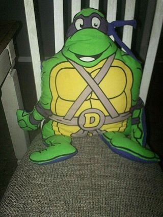 Vtg 1990 Teenage Mutant Ninja Turtle Pillow Pal Plush Donatello Mirage Tmnt 90s