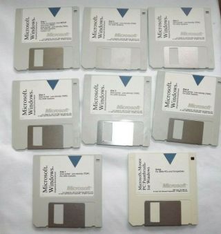 Vintage Microsoft Windows 3.  0 For Dos Systems,  Seven 3.  5” Disks & Pc Paintbrush