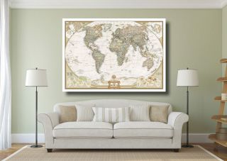 Vintage World Map Large Poster Wall Art Print - A0 A1 A2 A3 Maxi