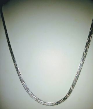 Vintage Retro 70s Flat Italian Sterling Silver Necklace 16 "