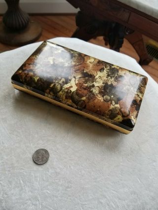 Vintage Mele Jewelry Box For Rings Earrings Pins Hard Case Travel Shell Clam