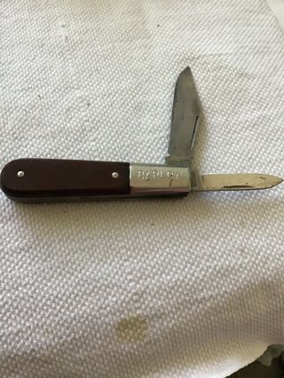 Vintage Barlow Imperial Pocket Knife 2 Blade Providence Wooden Handle