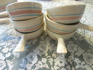 Early Vintage Mccoy Pottery 6 Soup Bowls With Handles