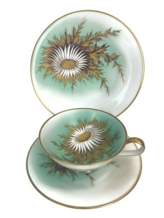 Vintage Heinrich Bavaria Germany Porcelain Trio Cup Saucer Plate Hand Painted