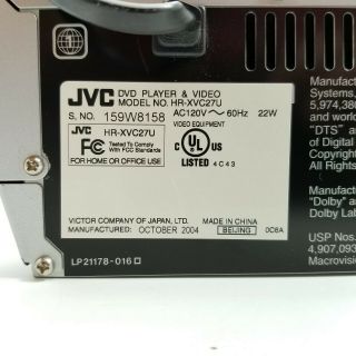 JVC HR XVC27U VCR DVD VHS Combo Player Recorder Remote Hi Fi 4 Head 7