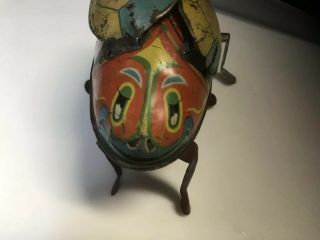 Vintage 1950s Marx Linemar Tin Wind - Up Toy Lady Bug/beetle Bug
