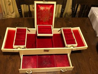 Large Vintage Mele Jewelry Box With Red Lining Awesome